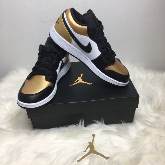 jordan 1 black and gold low